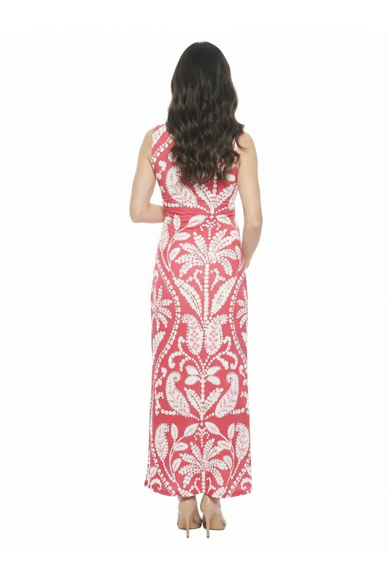 Maternity Paisley Sleeveless Bodycon A-Line Maxi Dress, Alternate, color, Red Multi