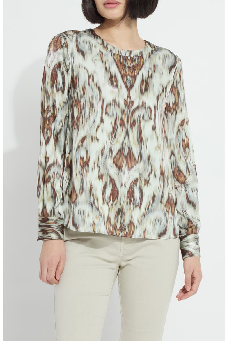 Tanni Crewneck Satin Blouse, Main, color, WOODLAND PAISLEY