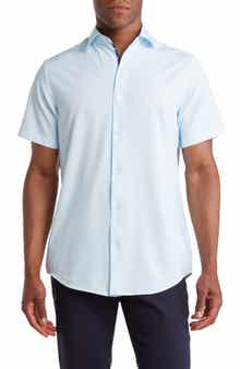 TOM BAINE Slim Fit Performance Short Sleeve Button-Up Shirt