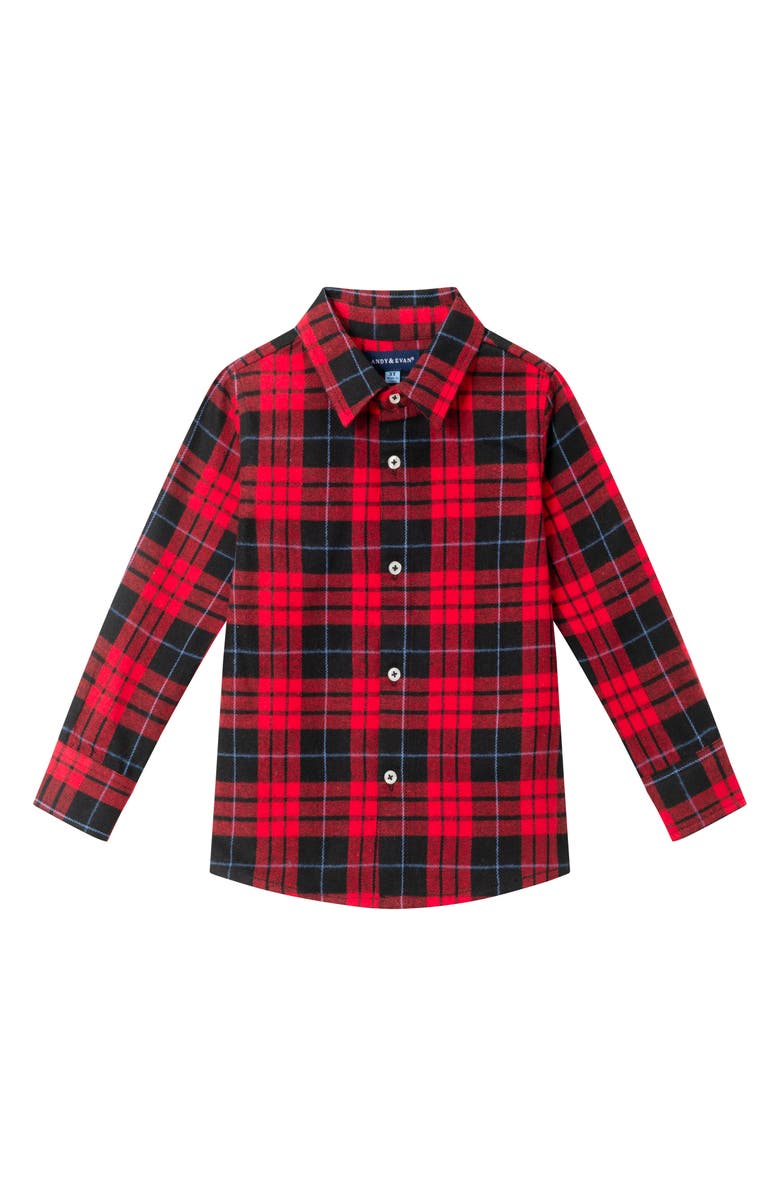Andy & Evan Kids' Button-Up Shirt, Vest, Pants & Tie Set, Alternate, color, Red Plaid