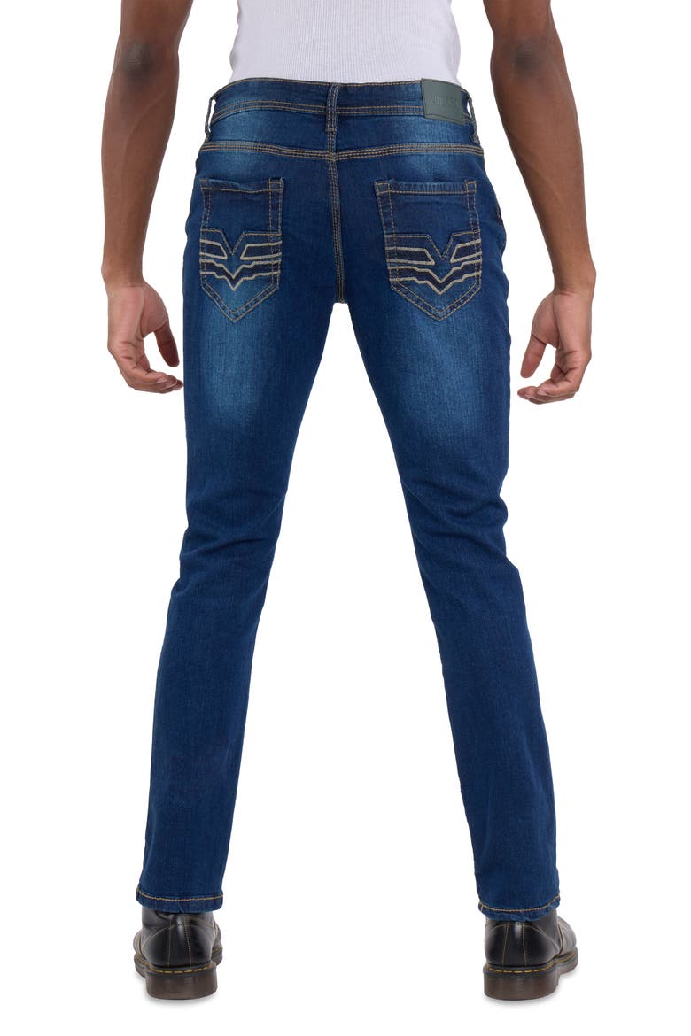 Saddle Stitch Stretch Straight Leg Jeans, Alternate, color, INDIGO