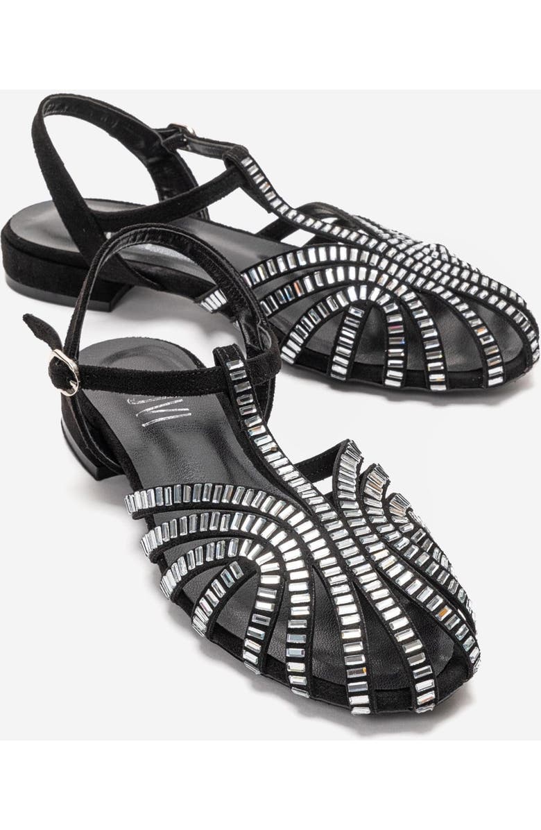 Prologue Shoes Lavina Embellished Sandal, Main, color, Black Suede