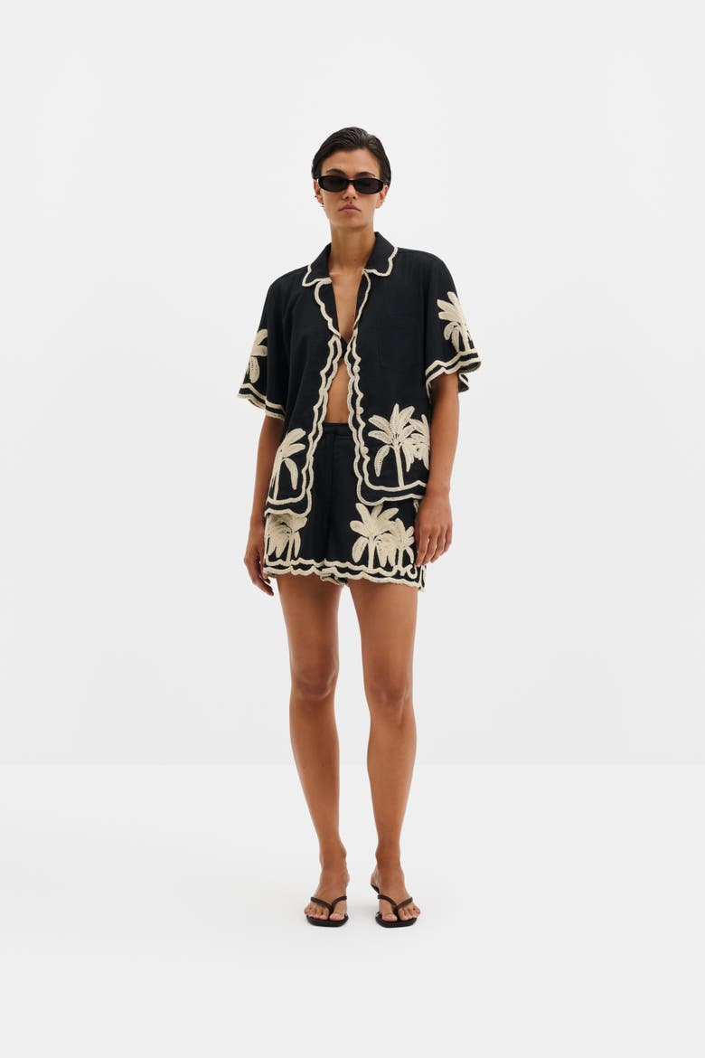 Fenya Embroidered Shorts, Alternate, color, Black