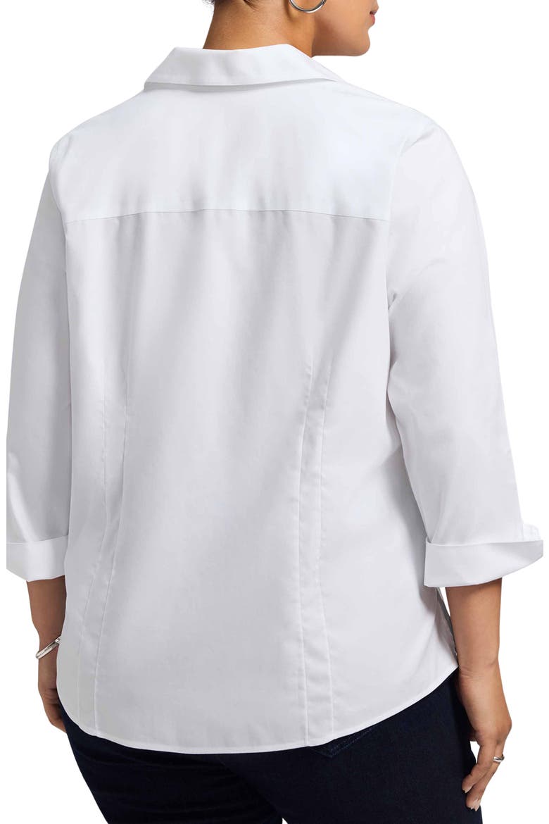 'Taylor' Three-Quarter Sleeve Non-Iron Cotton Shirt, Alternate, color, WHITE