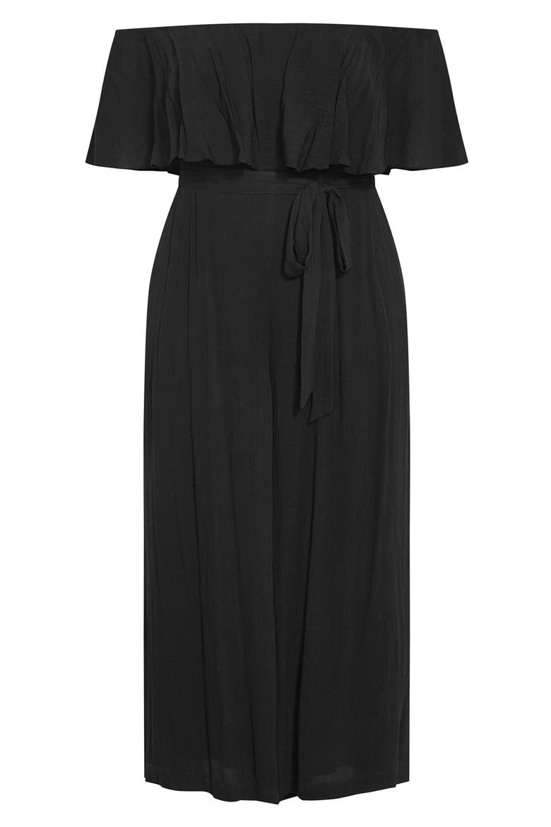 Emery Off the Shoulder Wide Leg Jumpsuit, Alternate, color, BLACK