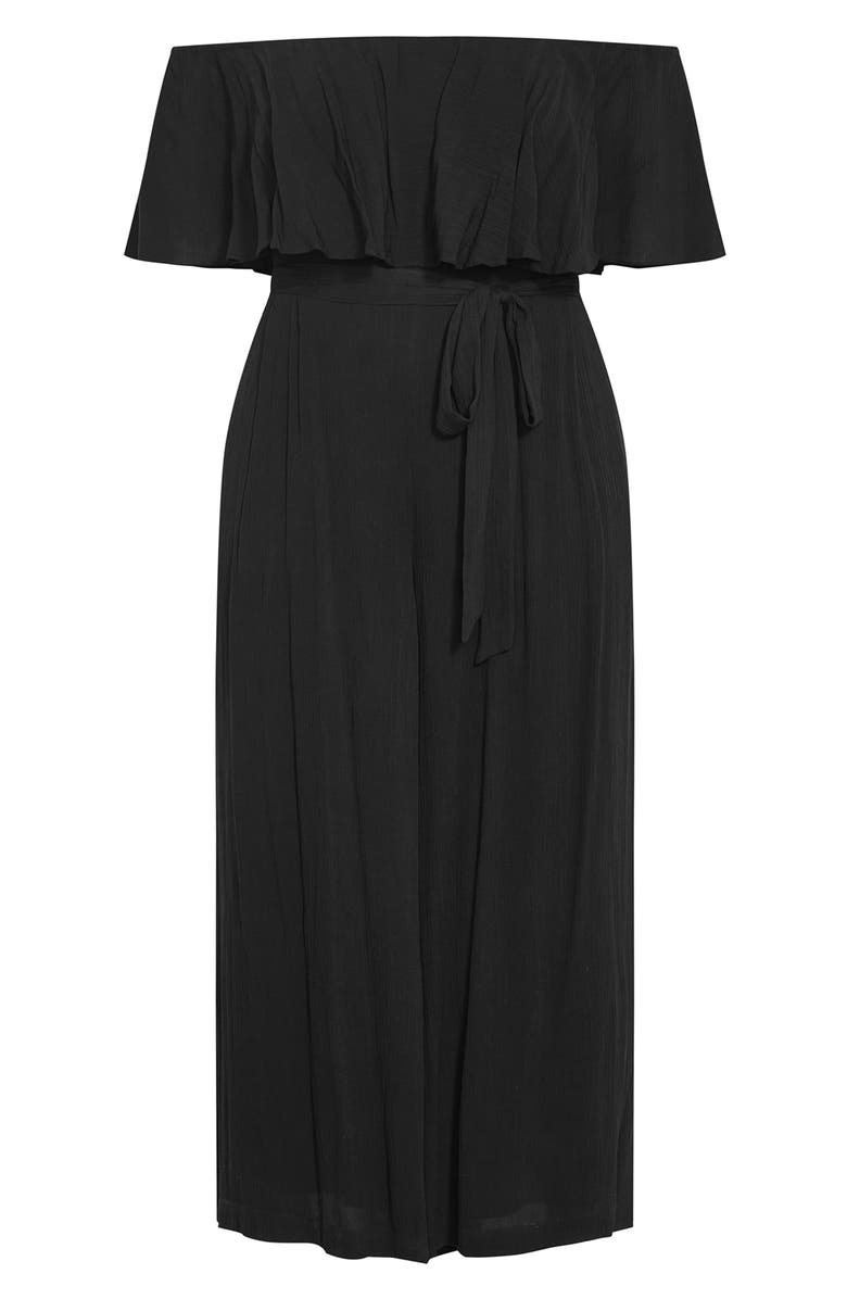 City Chic Emery Off the Shoulder Wide Leg Jumpsuit, Alternate, color, 