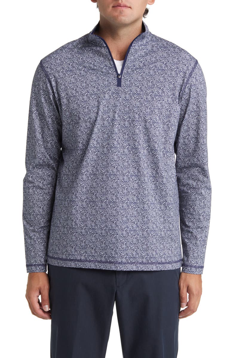 Bugatchi OoohCotton<sup>®</sup> Print Quarter Zip Pullover, Main, color,