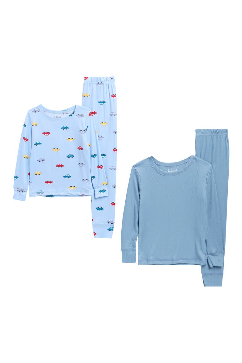 Kids' 4-Piece Snug Fit Pajama Set, Main, color, CARS / BLUE