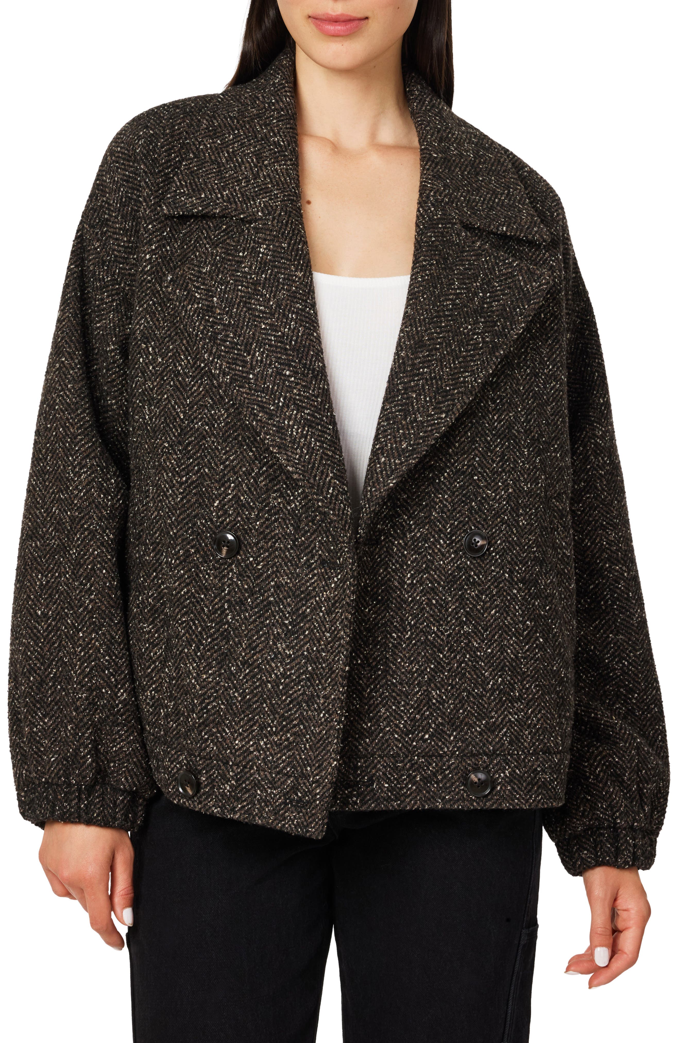 Herringbone Tweed Peacoat