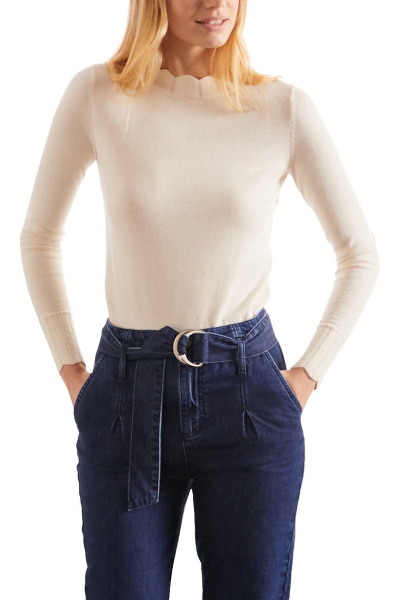 Hambleden Scallop Edge Sweater, Main, color, IVORY