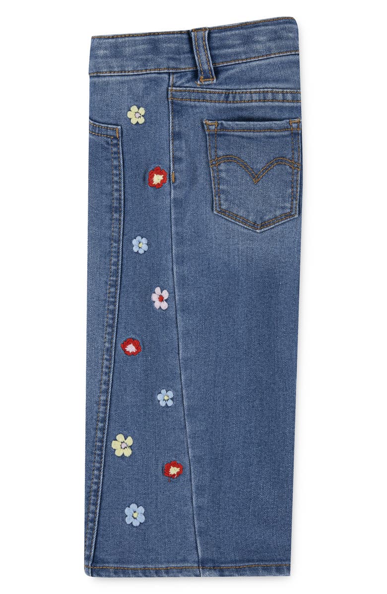 Levi's Logo Long Sleeve T-Shirt & Floral Embroidered Jeans Set, Alternate, color, Blanc De Blanc