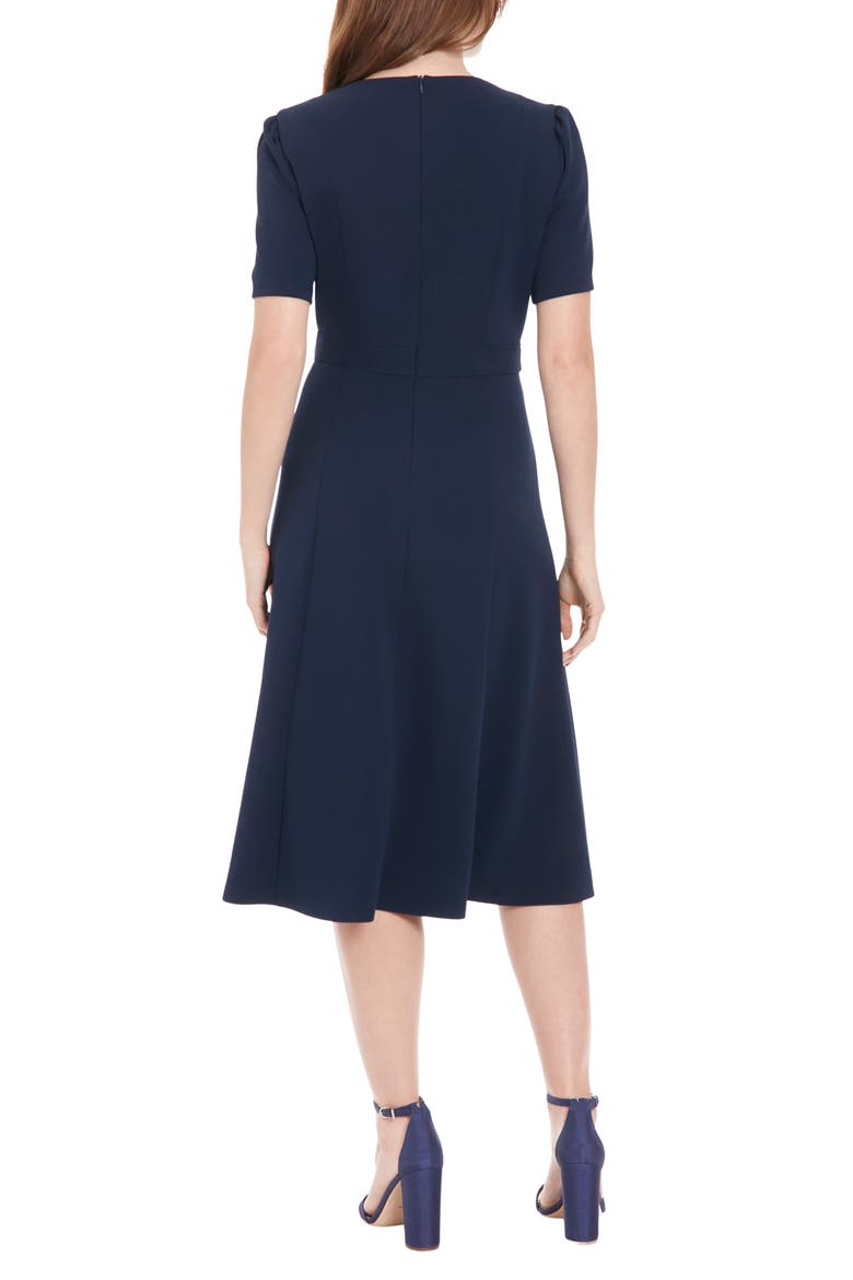 Short Puff Sleeve Fit & Flare Dress, Alternate, color, NAVY BLAZER