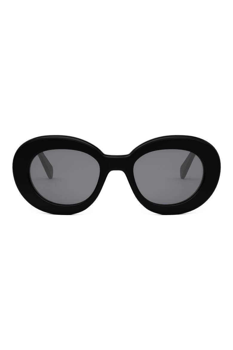 Triomphe 53mm Round Sunglasses, Main, color, SHINY BLACK / SMOKE
