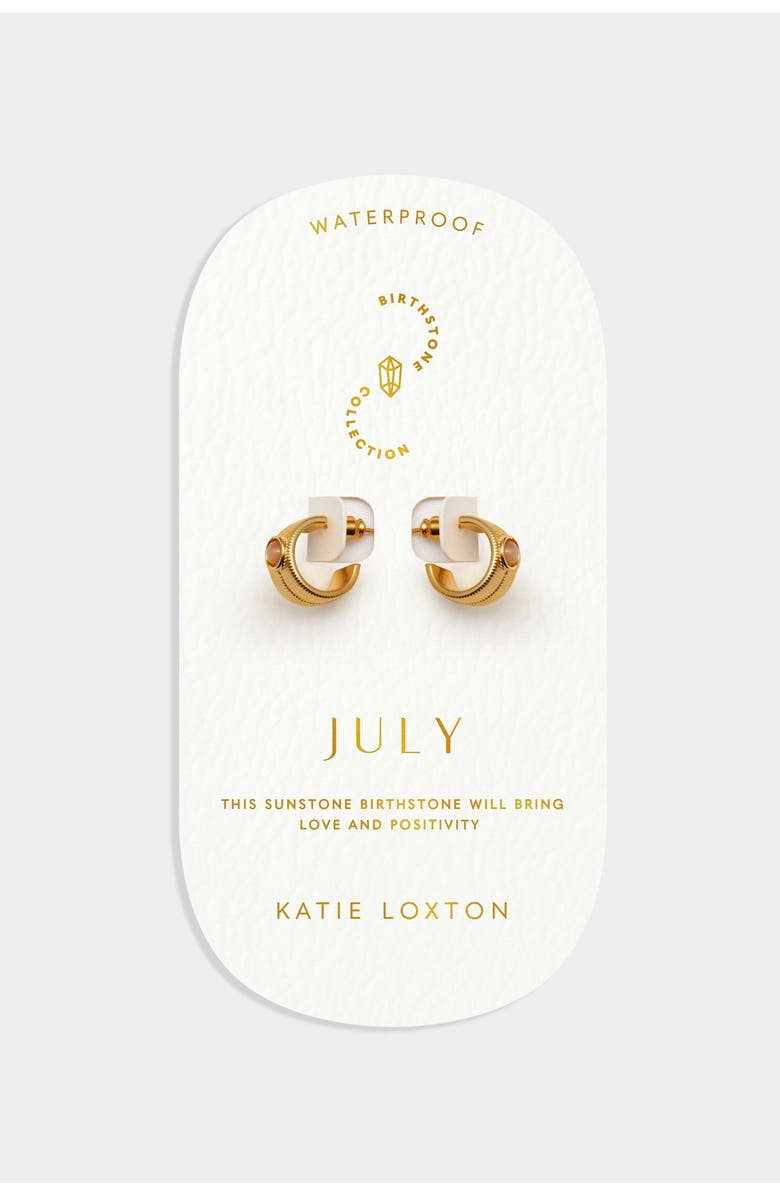 Katie Loxton 'July' Waterproof Gold Birthstone Hoop Earrings, Alternate, color, July