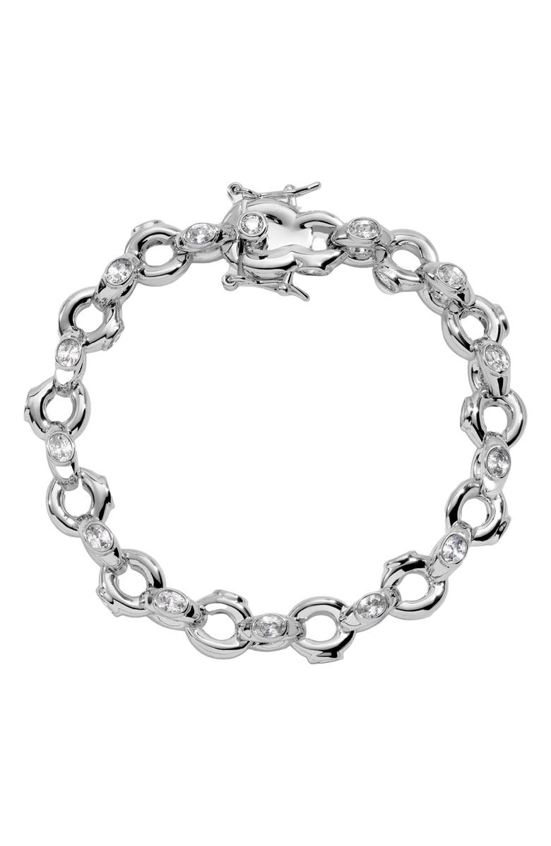 LILI CLASPE Helena Crystal Link Bracelet, Main, color, Silver