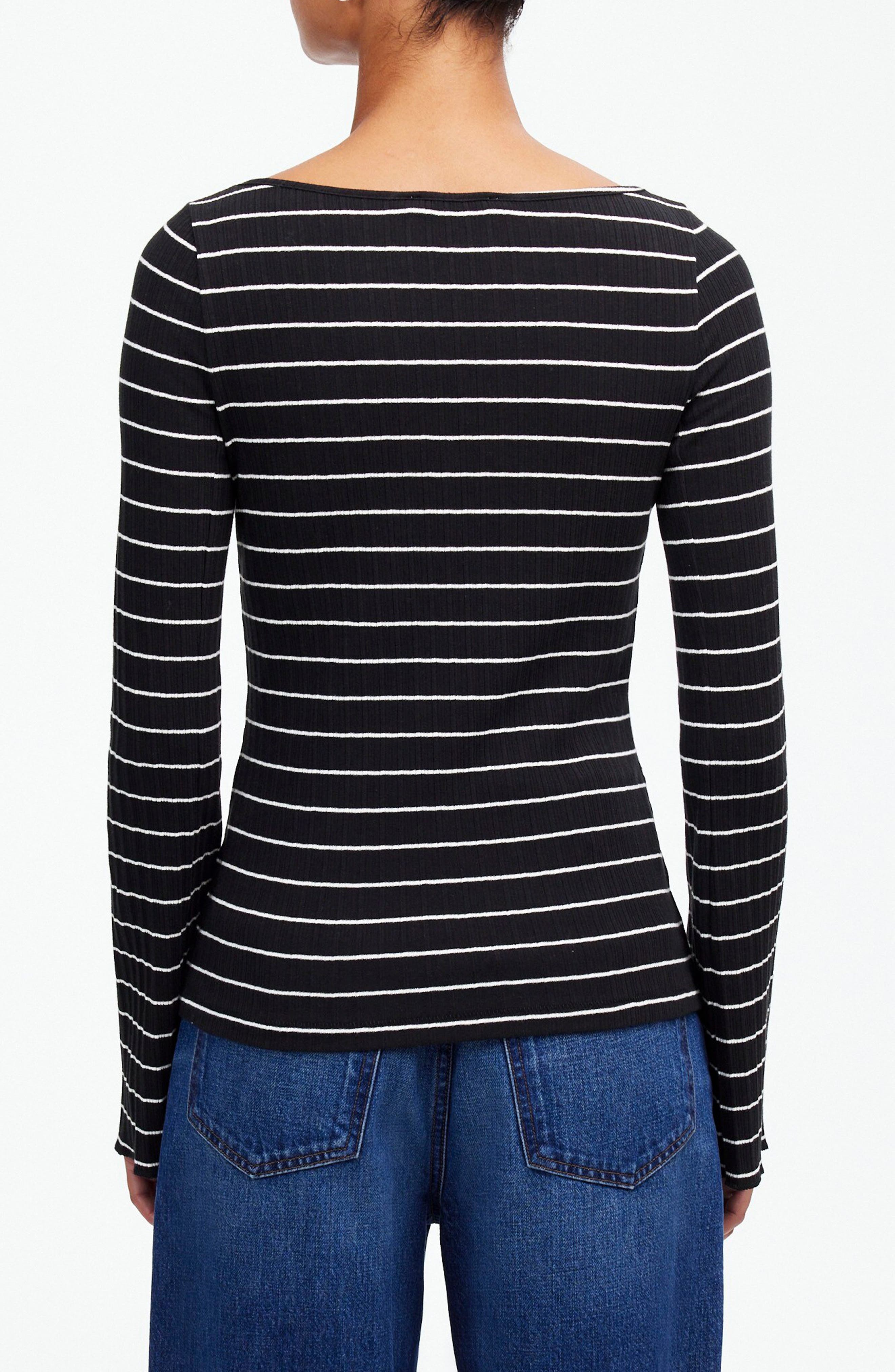 Stripe Boatneck Long Sleeve Rib Top - image 2