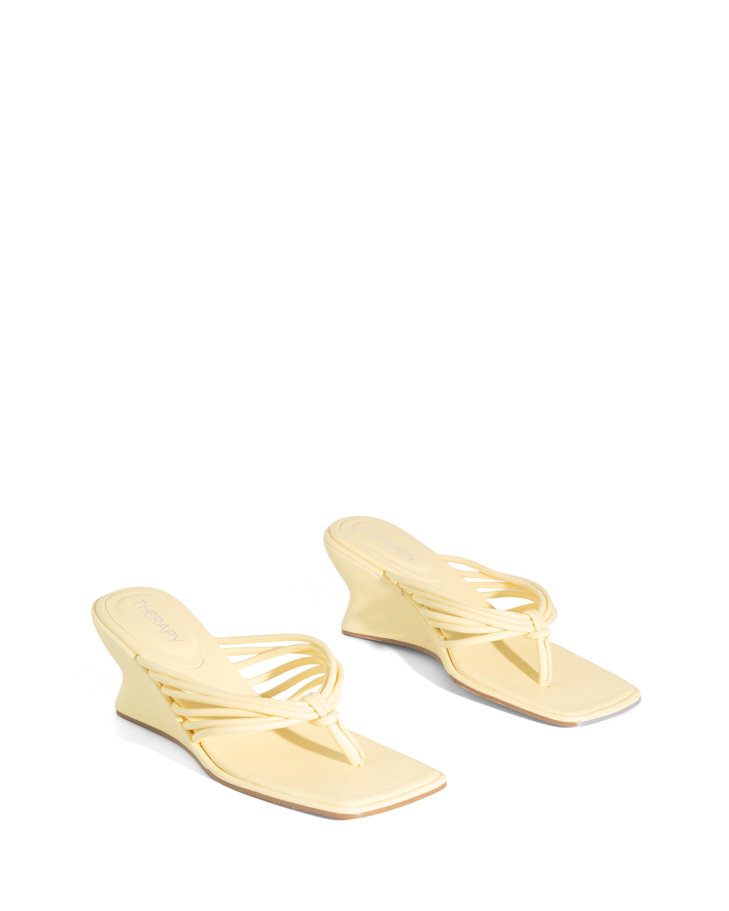 LEVEN Square Toe Thong Wedge Sandal, Alternate, color, Butter Pu