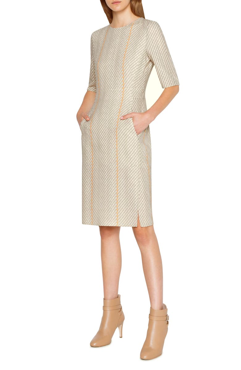 Akris Tweed Print Wool Blend Sheath Dress, Alternate, color, 