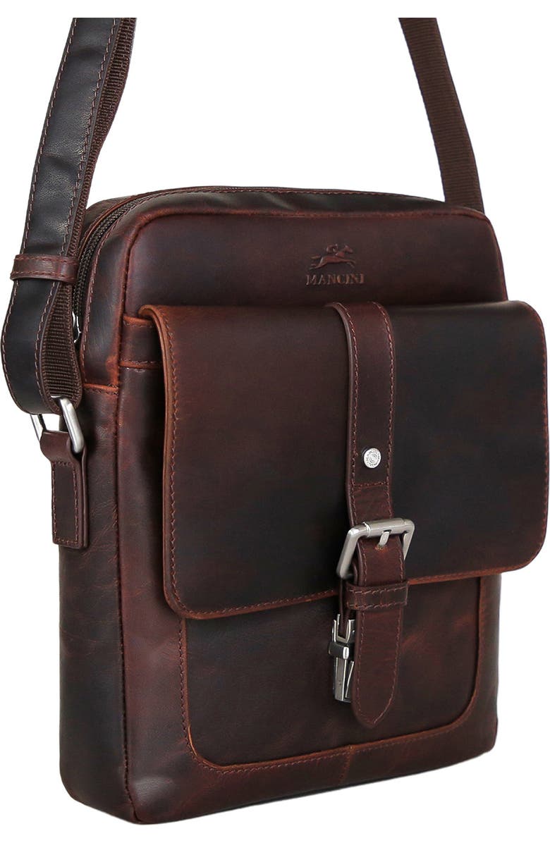 Mancini Buffalo Collection Leather Crossbody Bag, Alternate, color, Brown