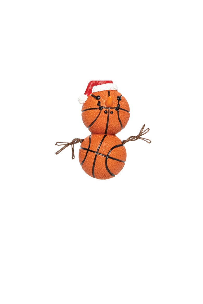 Basketball Snowman Christmas Ornament, Alternate, color, Orange