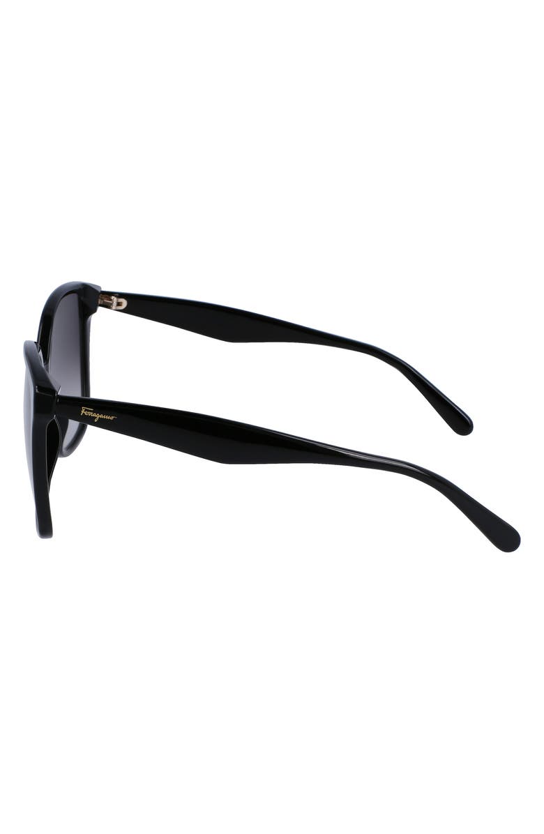 FERRAGAMO 56mm Square Sunglasses, Alternate, color, Black