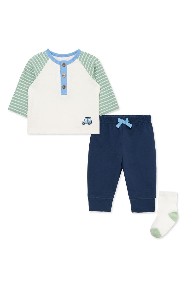 Little Me Jeep T-Shirt, Pants & Socks Set, Main, color, Blue
