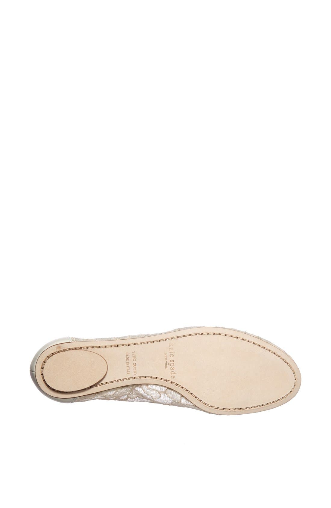 'banner' lace & leather flat, Alternate, color, WHITE LACE/ NAPPA