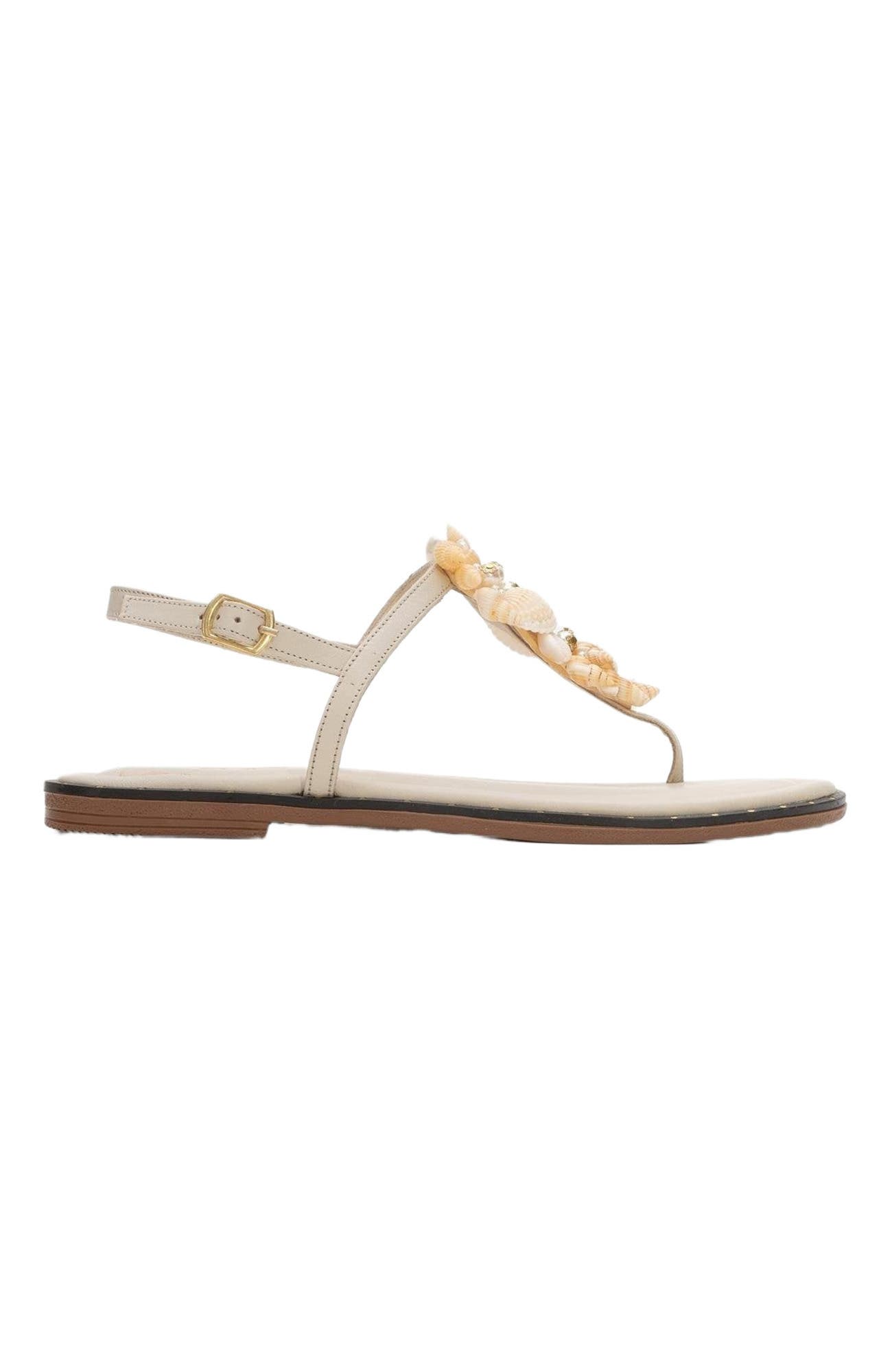 Forever & Always Shoes JOE Leather Thong Sandal, Alternate, color, Beige Leather