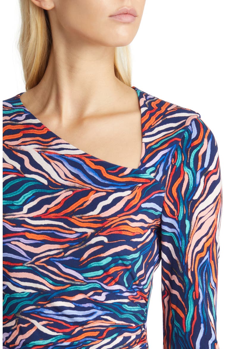 Asymmetric Long Sleeve Dress, Alternate, color, NAVY/ TANGERINE/ PERIWINKLE