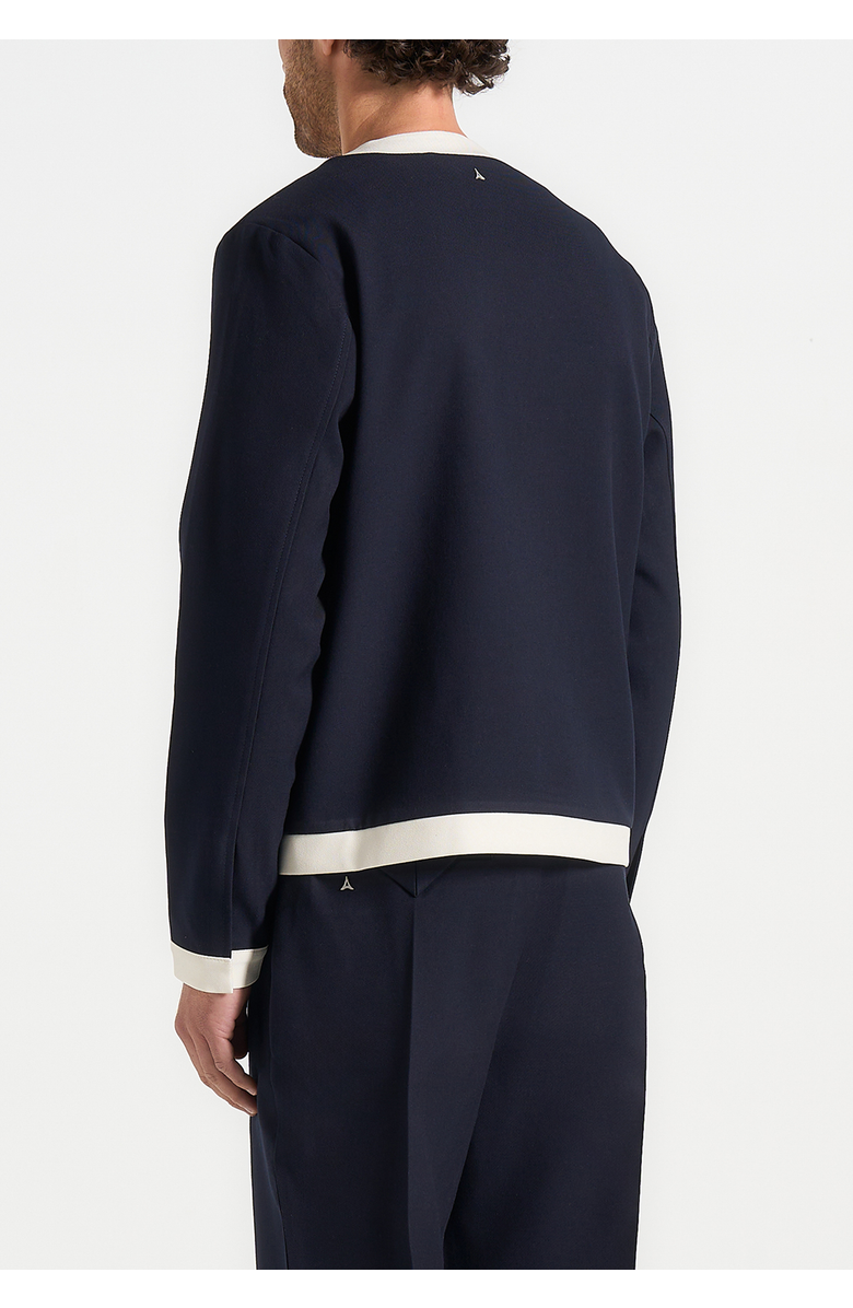 Manière De Voir Clovis Tailored Cardigan With Contrast Placket, Alternate, color, Navy/White