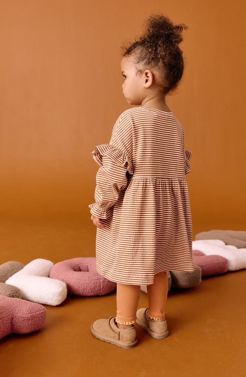 Next Kids' Crinkle Dress & Leggings Set In Brown