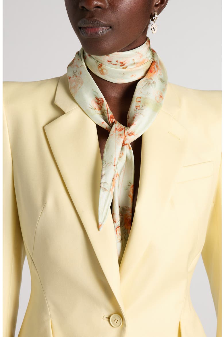 Floral Creased Silk Scarf, Alternate, color, ACQUA