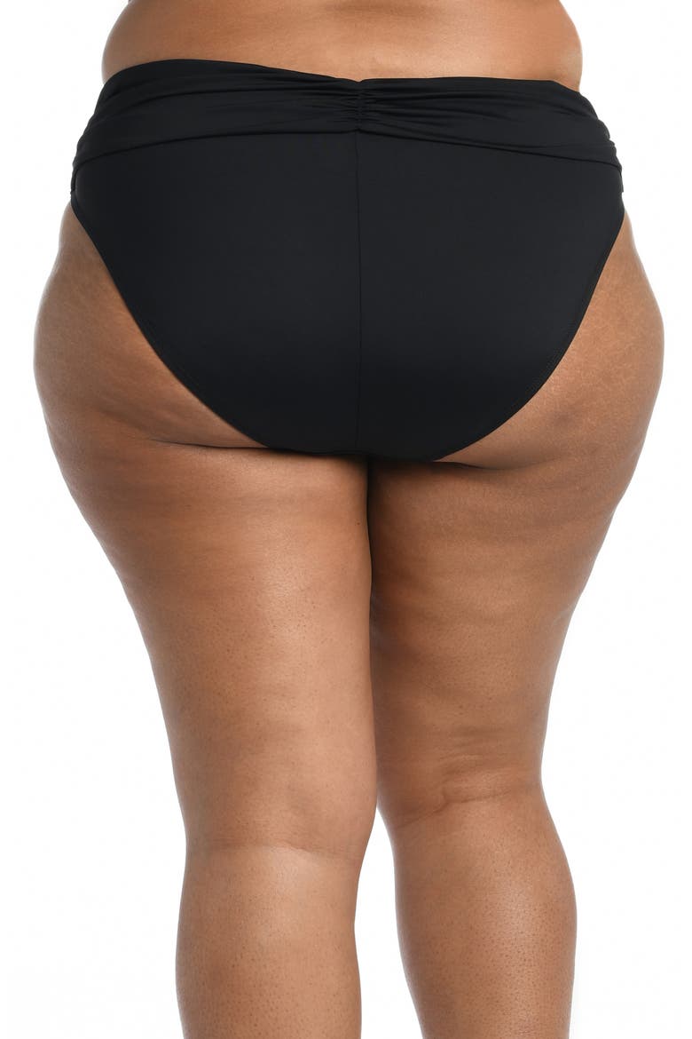Shirred Banded Hipster Bikini Bottoms, Alternate, color, BLACK