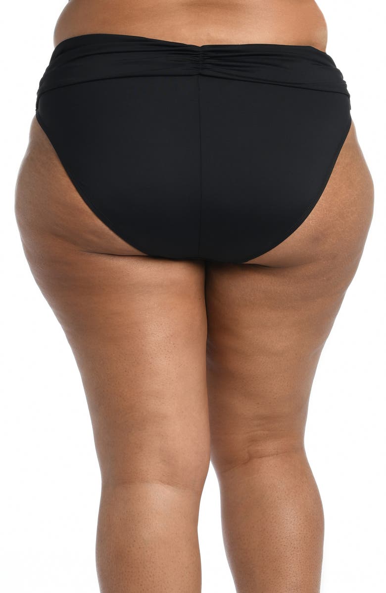 La Blanca Shirred Banded Hipster Bikini Bottoms, Alternate, color, Black