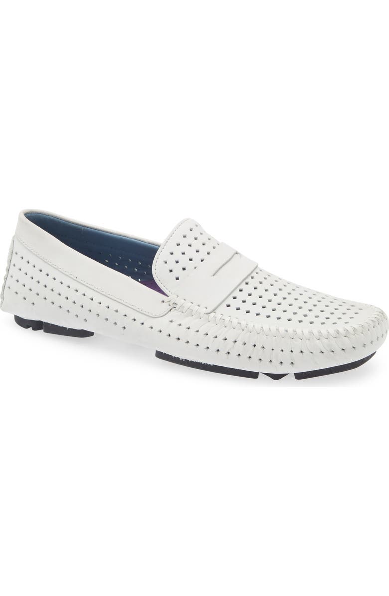 Robert Zur Flyer Perforated Driving Shoe, Main, color, White