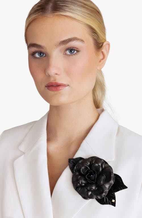 Helena Simon The Small Black Gardenia Floral Brooch In Black