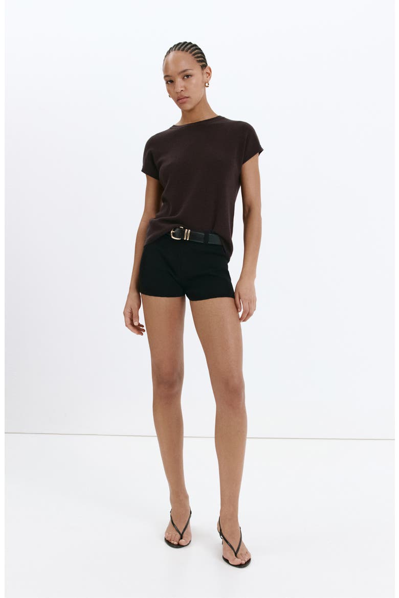 Short Sleeve Cotton Blend Sweater, Alternate, color, BROWN