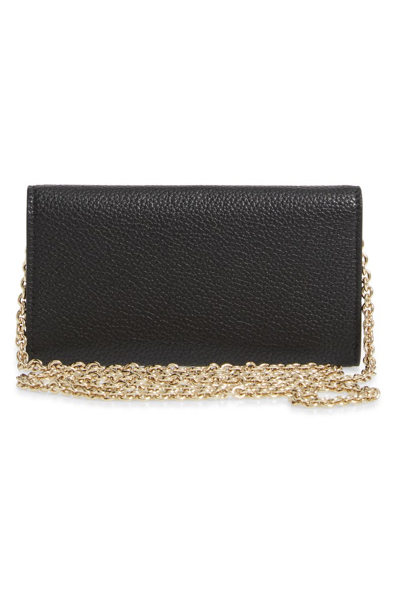 Salvatore Ferragamo City Grainy Leather Wallet on a Chain, Alternate, color, BLACK