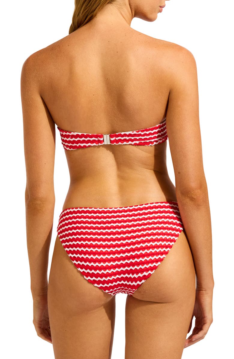 Seafolly Stripe Bikini Bottoms, Alternate, color, Chilli Red/ White