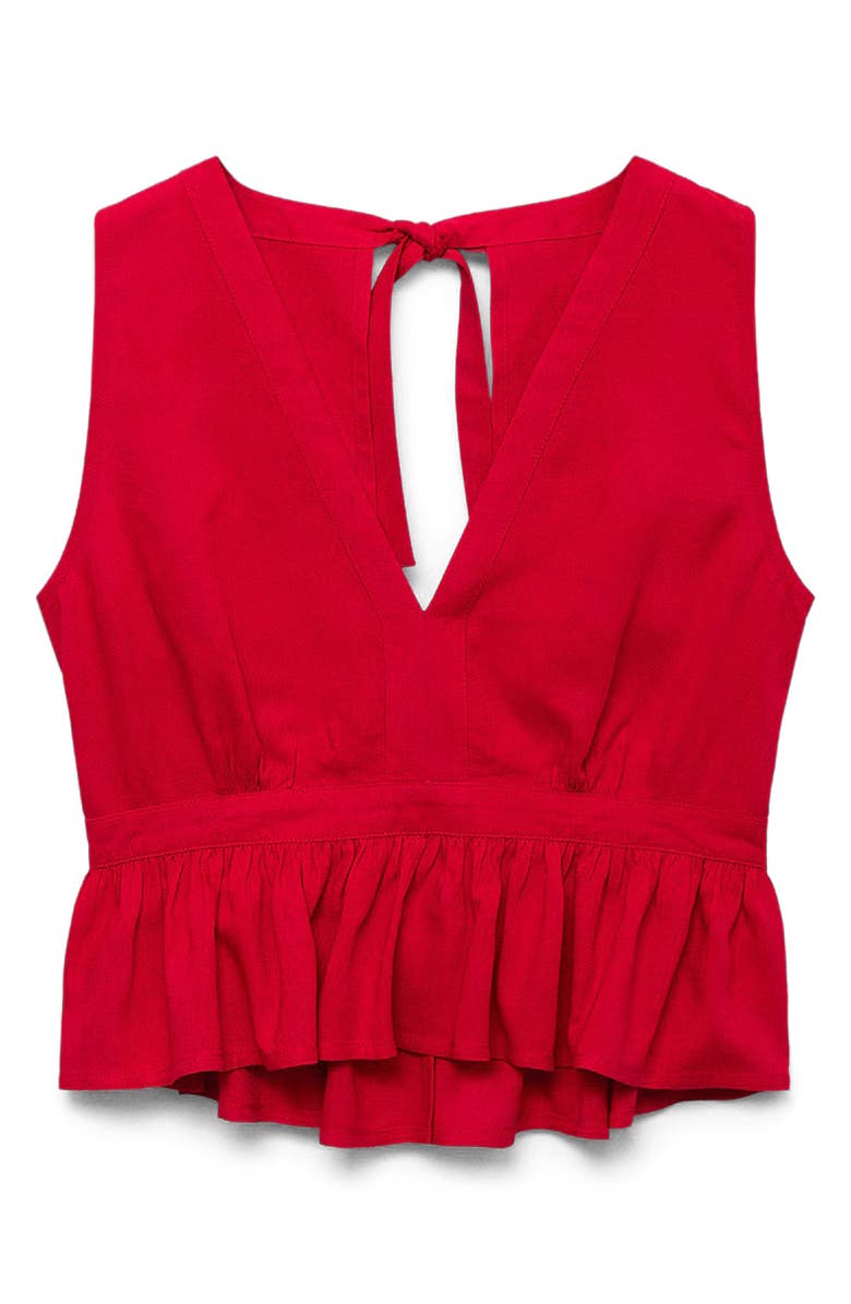 MANGO TEEN Peplum Detail Top, Alternate, color, Red