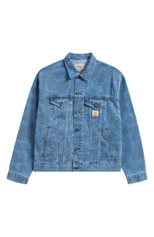 Carhartt Work In Progress Duck Camo Print Organic Cotton Denim Trucker Jacket In Blue
