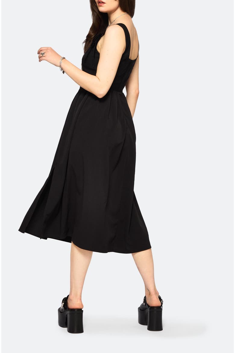 Cybele Embroidered Corset Midi Dress, Alternate, color, Black