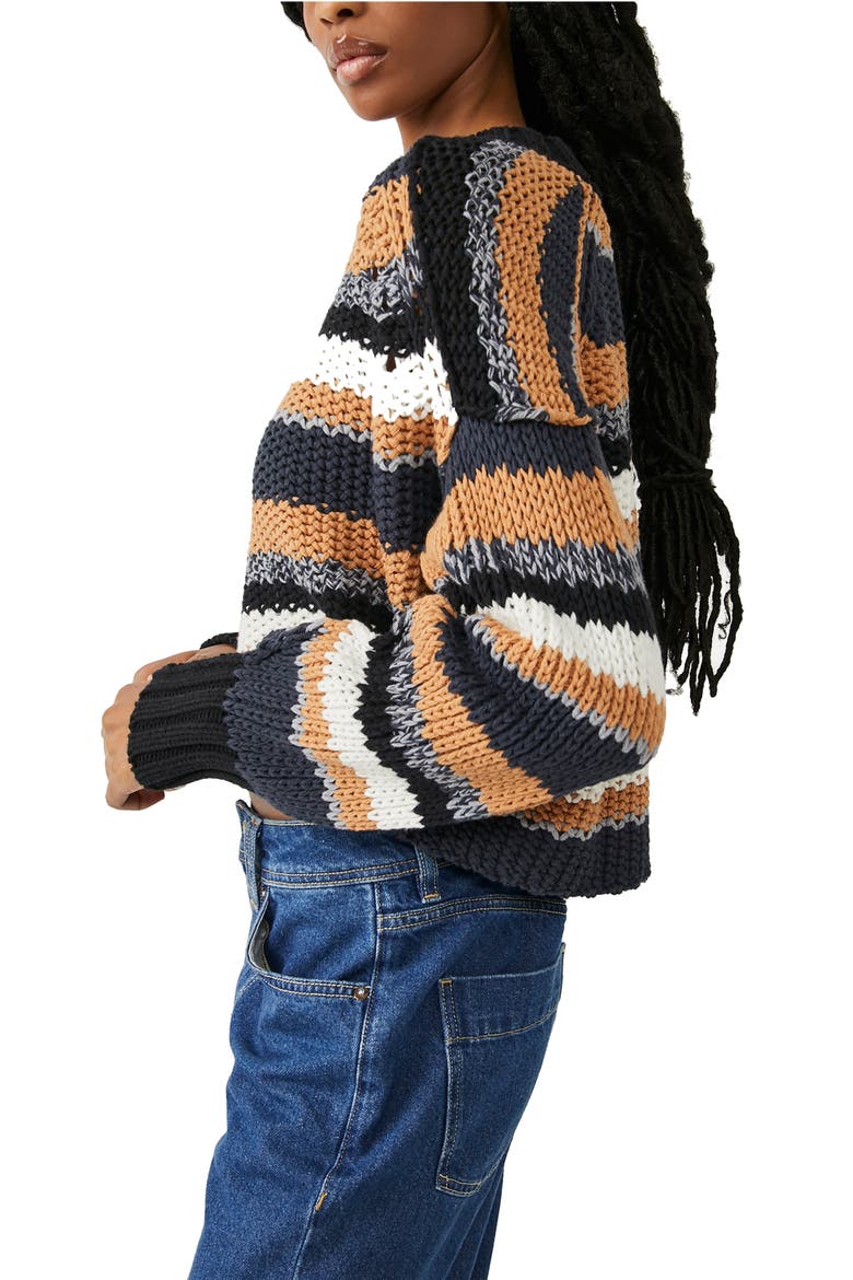Devon Stripe Crop Sweater, Alternate, color, SUNFLOWER SEED