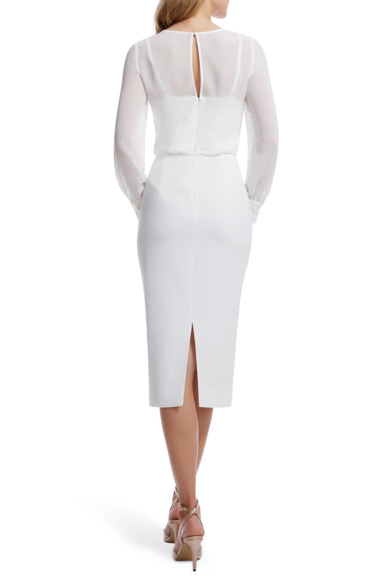 Pilar Mixed Media Long Sleeve Dress, Alternate, color, WHITE