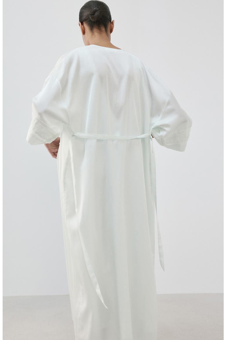 Embroidered Sleeve Satin Robe, Alternate, color, BLUE
