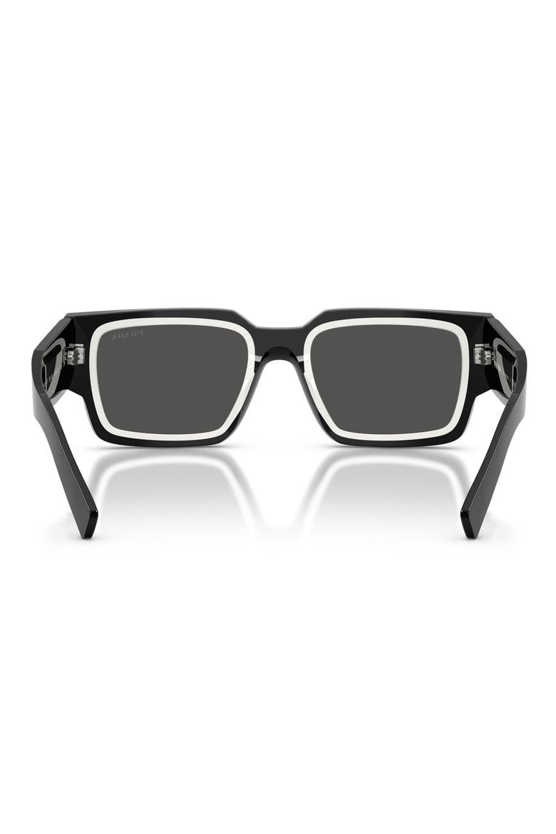55mm Rectangular Sunglasses, Alternate, color, BLACK/TALC / DARK GREY
