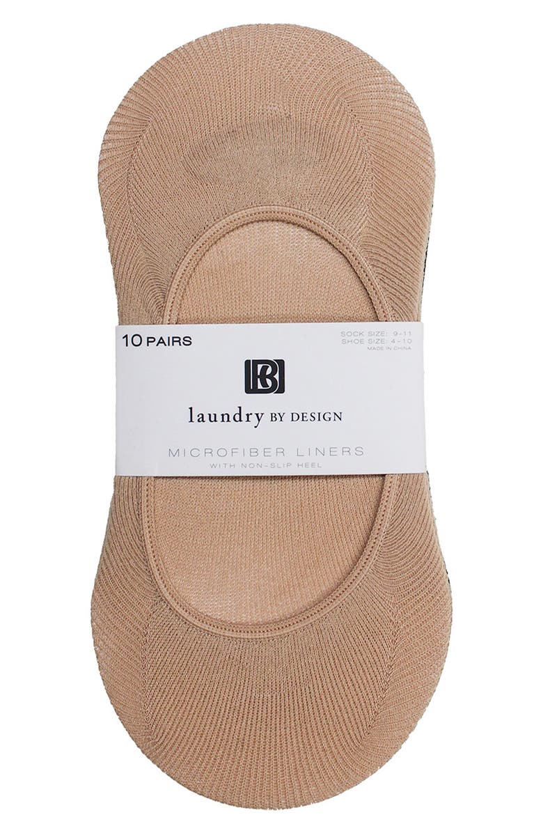 Laundry by Shelli Segal 10-Pack Micro Liner Socks, Alternate, color, Brown/ Black