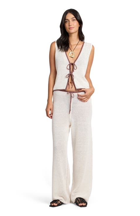 Linen Knit Tie Front Tank Top