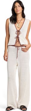 Onia Linen Knit Tie Front Tank Top