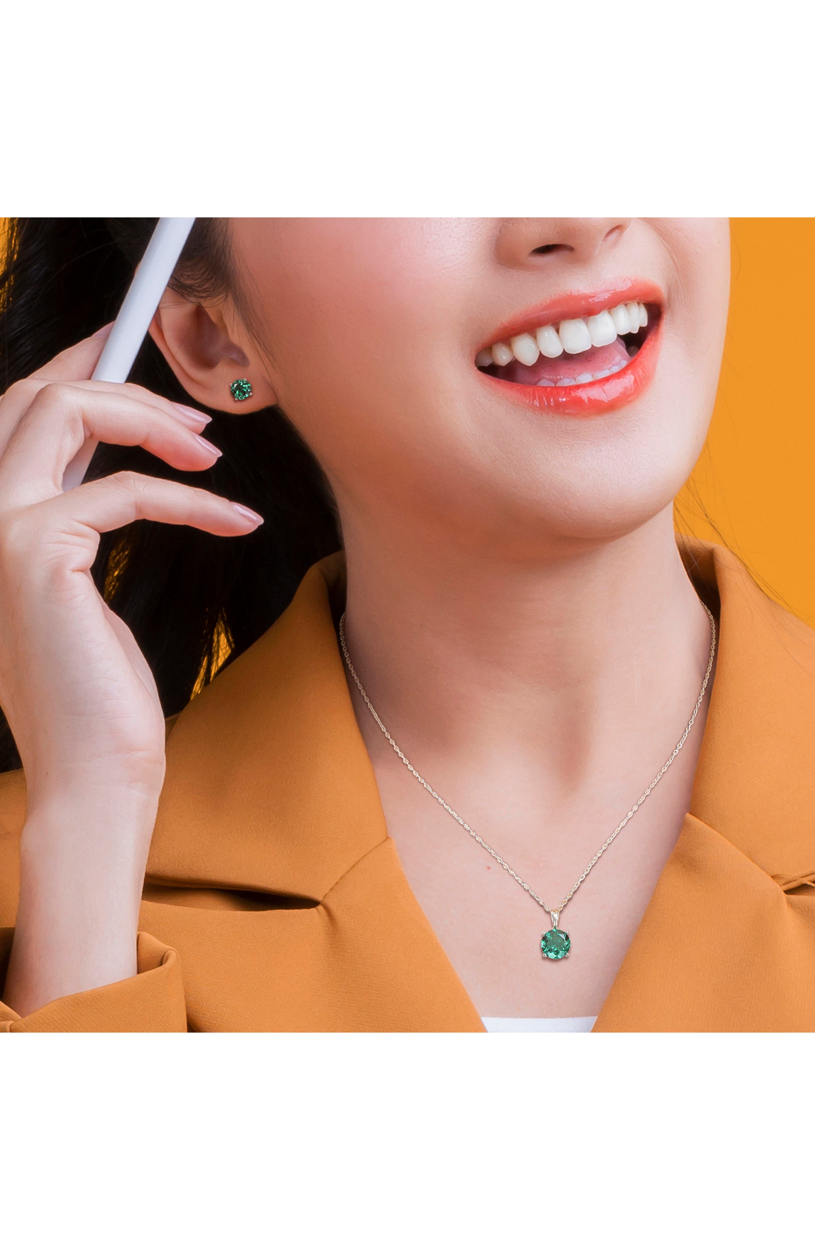 DELMAR Lab Grown Emerald Earrings & Necklace Set (Women) | Nordstromrack